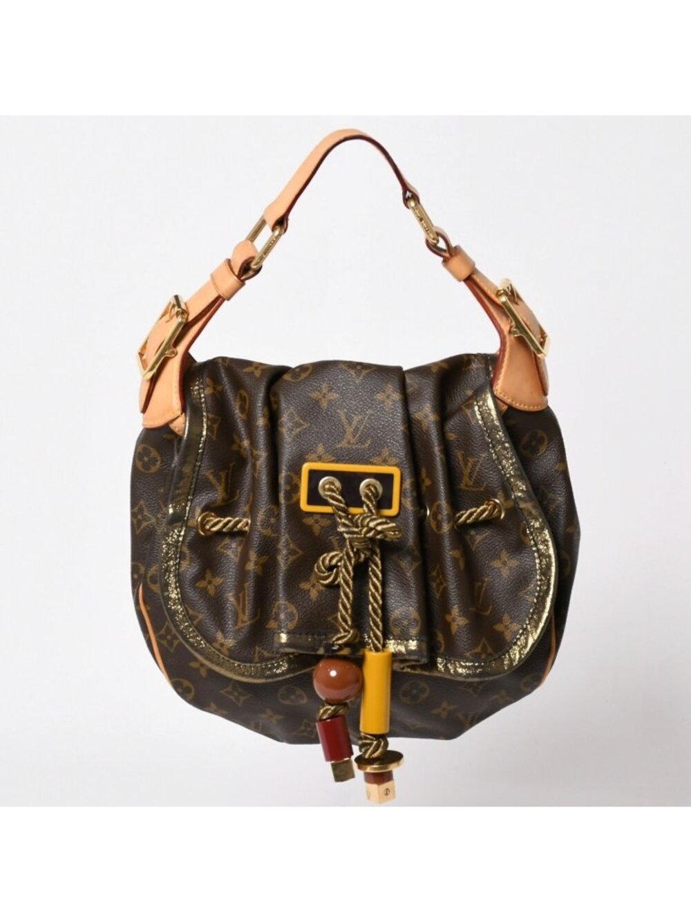 Louis Vuitton Monogram Kalahari PM Handbag Canvas Vachetta Leather Drawstring